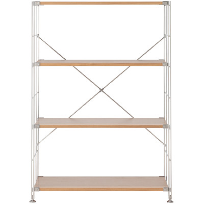 ステンレスユニットシェルフ・オーク材棚セット
