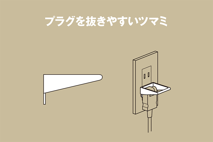 プラグを抜きやすいツマミ