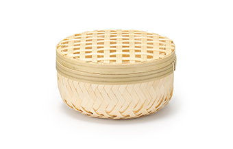竹 手編みかご 蓋付き