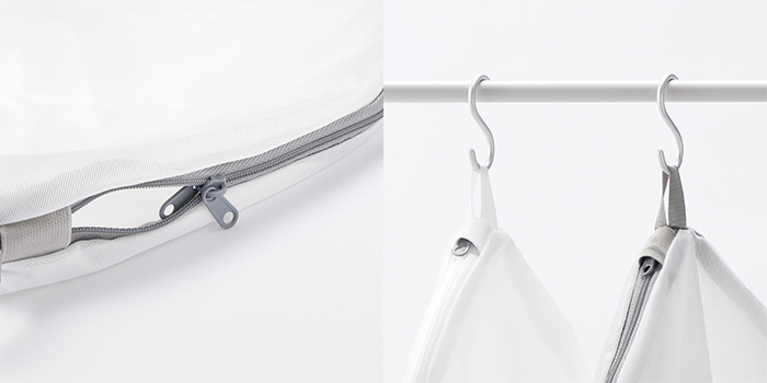 平型も丸型もサイズの小と大を識別しやすいよう、ファスナーの色を変えました。