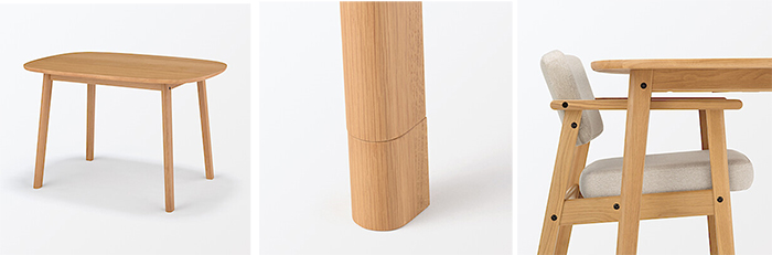 高さが変えられる木製テーブル